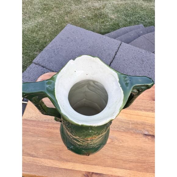 Vintage Josef Strnact Art Nouveau Majolica Vase With Grapes On Branches 11” Tall - Picture 5 of 12